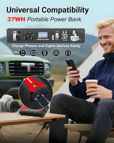Miniatura 11 de Arrancador de Batería de Coche, Arrancador de Batería Portátil de 4000A (para Motor de Gasolina de 9.0L o Diésel de 7.0L), Caja de Arranque, Paquete