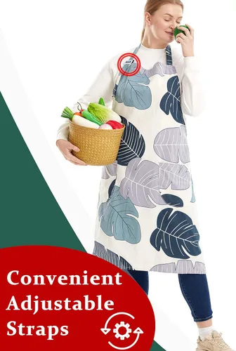 Miniatura 6 de Delantales de algodón y lino para hornear, talla grande, para mujer, con bolsillos, cocina