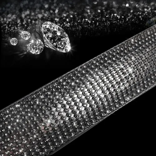 Miniatura 4 de Nueva Funda para Volante de Cuero con Diamantes con Cristales de Strass Brillantes, Ajuste Universal de 15 Pulgadas, Protector de Volante de Negro