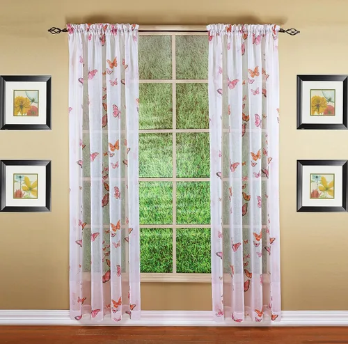 Miniatura 4 de Today's Curtain Panel semitransparente con estampado de mariposas, 63", azul, 54W x 63L