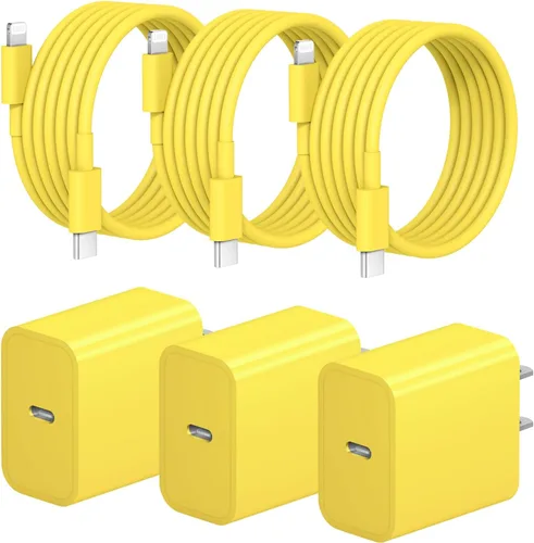 Miniatura 20 de Cargador rápido para iPhone, 3+3 unidades, cargador de pared USB C de 20 W con cable de carga rápida de 6 pies compatible con iPhone