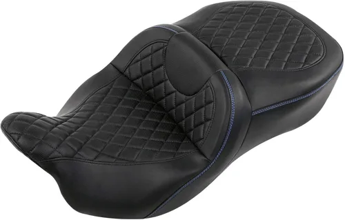 Miniatura 9 de C.C. RIDER Asiento de conductor, piloto y pasajero de una pieza con diamante, asiento de 2 plazas para Harley Touring Road King FLHR, Street Glide