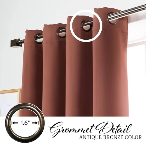 Miniatura 3 de Best Home Fashion Cortinas Opacas 2 Paneles - Tratamiento de Ventana con Aislamiento Térmico Premium Cortinas Opacas para Dormitorio - Parte Castaño