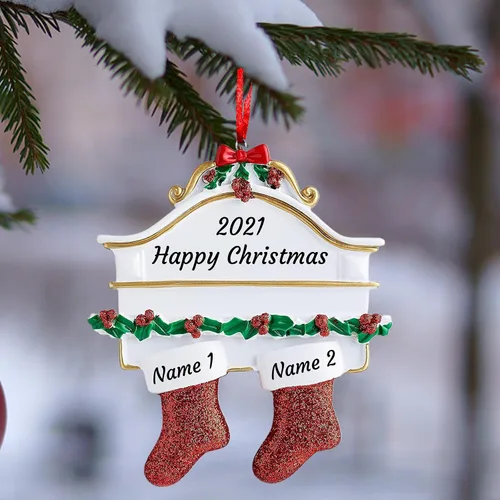 Miniatura 3 de Adornos de Navidad personalizados para familia de 2, adornos de Navidad familiares personalizados con nombres, decoraciones de Navidad