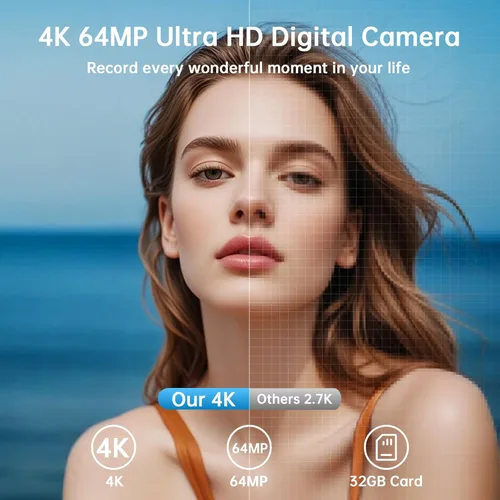 Miniatura 2 de Cámara digital 4K para fotografía con WiFi, cámara de vlogging de enfoque automático para video de YouTube de 3 pulgadas, cámara de viaje