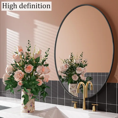 Miniatura 3 de AUYHM Espejo ovalado, espejo de baño pequeño de 20 x 28 pulgadas, espejos de baño, espejo negro para baño, espejos ovalados para baño, espejo