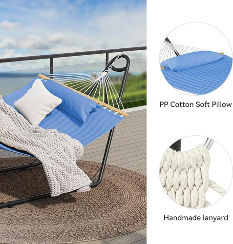 Miniatura 5 de YITAHOME Hamaca con soporte incluido, hamaca resistente, hamaca portátil impermeable de 12 pies con bolsas de almacenamiento de almohada, 450 libras