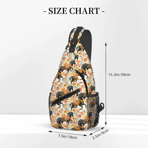 Miniatura 2 de Small Crossbody Bags for Women Men - Vintage Flowers Horse Black Print Adjustable Shoulder Bag Fanny Packs Belt Sling Bag Crossbody Purses Backpack