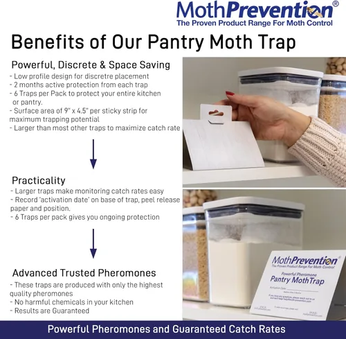 Miniatura 2 de MothPrevention Potentes trampas para polillas de despensa, paquete de 6, asesino de polillas con feromonas, trampa para polillas de cocina para tu