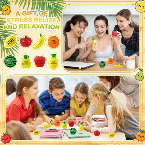 Miniatura 5 de Outus Bolas de estrés de frutas a granel, bolas inspiradoras para apretar para el regreso a clases, regalo para estudiantes para profesores