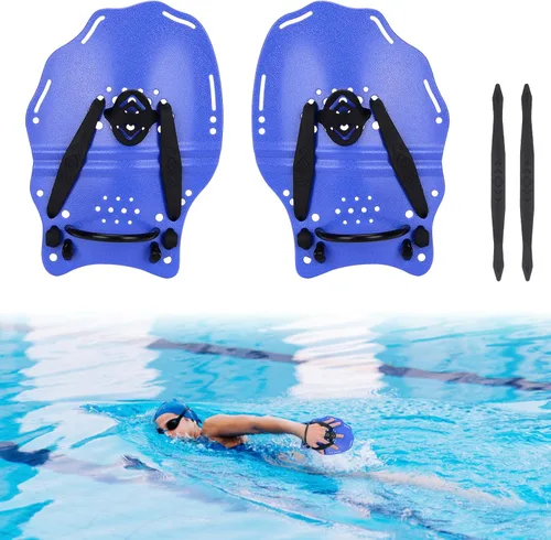 Miniatura 9 de Hikeen Paleta de natación para adultos y jóvenes, paletas de mano de entrenamiento de natación con correas ajustables, paletas de mano de natación