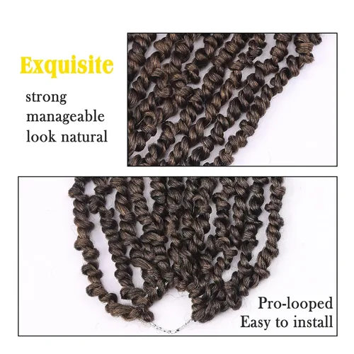 Miniatura 6 de Pelo de Passion Twist – 8 pulgadas Passion Twist Crochet Hair para mujer, 8 paquetes de cabello rizado pretrenzado Passion Twists extensiones de T27.