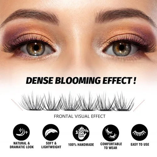 Miniatura 5 de Extensiones de Pestañas DIY Racimos de Pestañas 120 Racimos Pestañas Postizas Efecto 3D Pestañas Individuales Naturales Juego en Casa Kit