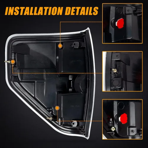 Miniatura 4 de RANSOTO F150 Luz Trasera Derecha Compatible con Ford F-150 2009 2010 2011 2012 2013 2014 Lámpara de Freno Trasera de Pasajero con Acabado en Cromo