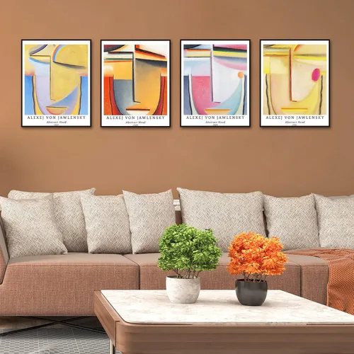 Miniatura 6 de Berkin Arts Juego de 4 impresiones artísticas sin marco, arte giclée de 8 x 10 pulgadas, arte geométrico abstracto, decoración del hogar, pintura
