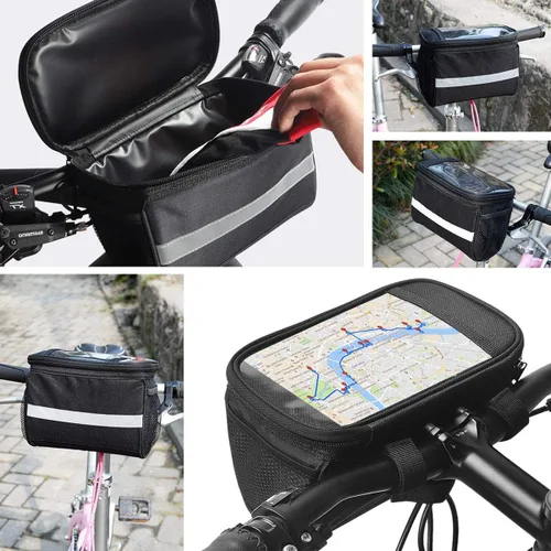 Miniatura 7 de Bolsa de Manillar para Bicicleta Infantil con Montura para Teléfono y Enfriador - Cesta Frontal para Bicicleta de Niños, Niñas, Niños Pequeños