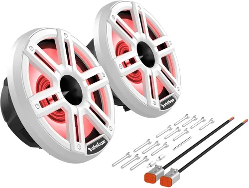 Miniatura 4 de Rockford Fosgate M2-8H Color Optix 8" 2-Way Coaxial Multicolor LED Iluminado Altavoces marinos con bocina Tweeters - Blanco/Acero inoxidable (par)