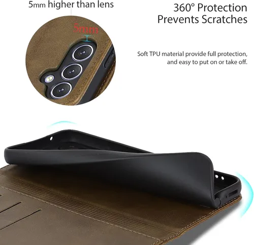 Miniatura 6 de Havaya Para Samsung Galaxy A54 5G Wallet Funda De Teléfono, Cubierta Magnética Con Titular De La Tarjeta Y Soporte - Verde Oscuro