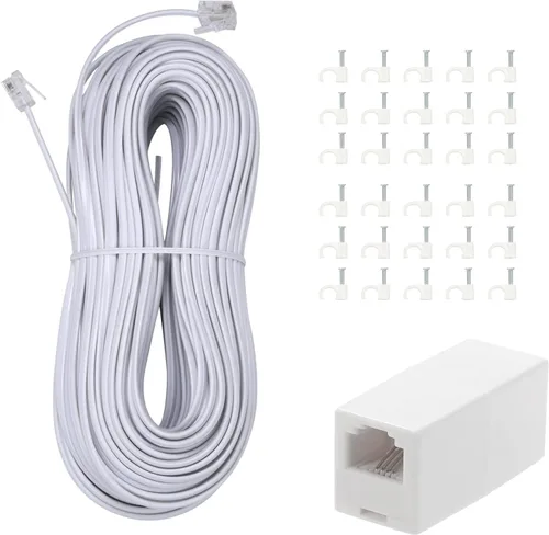 Miniatura 14 de Paquete de 3 cables RJ11 para teléfono fijo - Cable de teléfono de 6 pies - Macho a Macho para teléfono fijo y fax - Negro