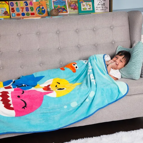 Miniatura 2 de Franco - Ropa de cama infantil de microfibra súper suave, 46 pulgadas x 60 pulgadas, diseño de Baby Shark Tiburón bebé