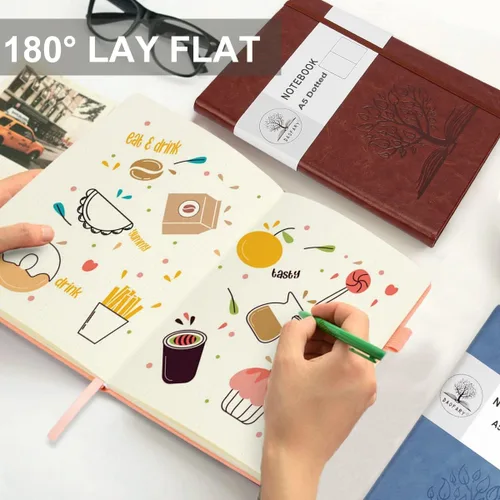 Miniatura 5 de Daofary - Cuaderno de diario A5, cuadernos en blanco de cuero, 160 páginas, diario de papel grueso de 100 g/m², cuaderno de escritura con tapa dura