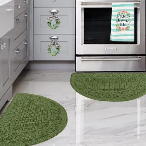 Miniatura 10 de Alfombras Rojas de Cocina para Piso de 2 Piezas 18"X30", Antideslizantes Lavables, Alfombra de Cocina Absorbente de Pie, Alfombra de Medio Círculo