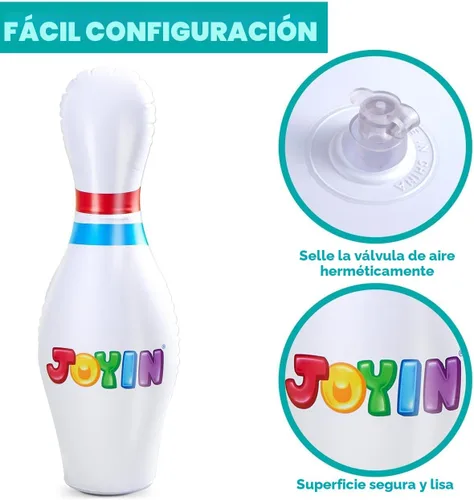 Miniatura 6 de JOYIN Juego de bolos inflables gigantes para niños y adultos, juegos para fiestas de Navidad y cumpleaños, juguetes educativos para desarrollar