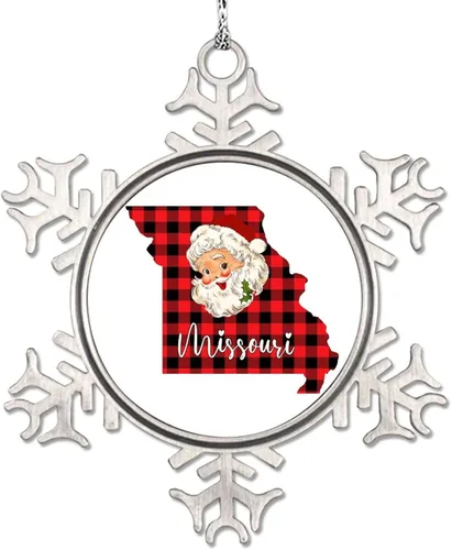 Miniatura 12 de Montana - Adornos de copo de nieve de búfalo, mapa a cuadros, lindo Papá Noel, adornos de Navidad personalizados 2022, decoración de Navidad