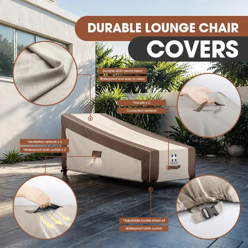 Miniatura 4 de HAMLER Funda para silla de salón, fundas resistentes para tumbonas para exteriores, impermeables, fundas para muebles de exterior para muebles