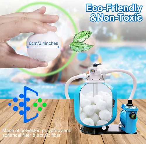 Miniatura 4 de Bolas de filtro de piscina de 4.6 libras para filtro de arena, cartuchos de medios de filtro de arena reutilizables, repuesto para bomba de filtro