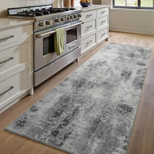 Miniatura 43 de Kelarea Alfombra lavable para sala de estar, 5 x 7 antideslizante, alfombras modernas abstractas color beige, alfombra de pelo bajo fácil