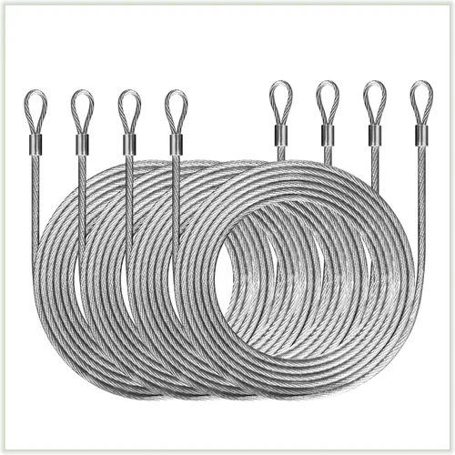 ColourTree 48 Pies (12 pies x 4) Kits de Herrajes de Cables de Alambre de Metal de Acero Inoxidable Recubierto de PVC para Toldo de Vela Solar