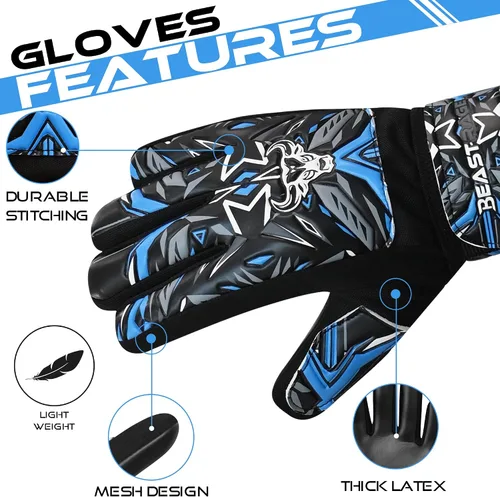Miniatura 2 de BEAST RAGE Guantes de portero de fútbol, guantes de portero para niños y jóvenes, guantes de portero de fútbol con agarre fuerte, soporte de muñeca
