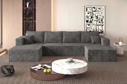 Miniatura 54 de Sofá otomano modular de pana de 28 pulgadas sin hueso, sofá otomano seccional para sala de estar, color beige