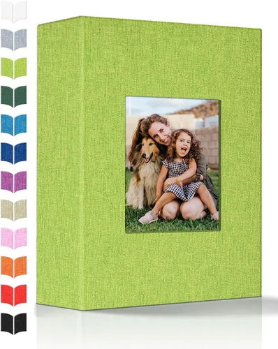 Miniatura 20 de Álbum de fotos Artfeel 4x6 con 300 bolsillos, álbumes de fotos deslizables, libro de memorias con cubierta de lino y ventana frontal, libro de fotos