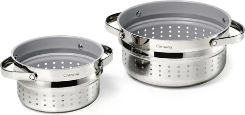 Miniatura 9 de Caraway Vaporizador - Vaporizador de Acero Inoxidable con Asas - Revestimiento Antiadherente, No Tóxico - Vaporiza Verduras, Mariscos y Más