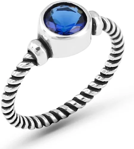 Anillo de lujo de plata de ley 925, redondo, de corte brillante, color zafiro azul, piedra de lujo, regalo para ella, Metal Metal Piedra, zafiro