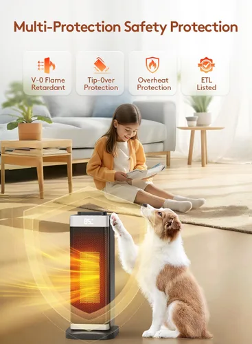 Miniatura 8 de Calentadores de espacio para uso en interiores, calentador de espacio portátil con humidificador/luz ambiental, calentadores eléctricos seguros