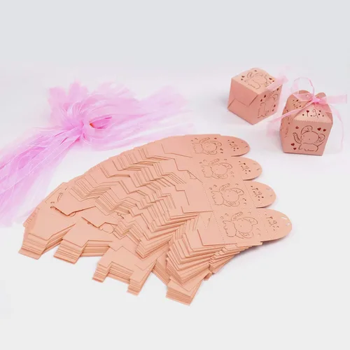 Miniatura 6 de Kslong Cajas de recuerdo de elefante rosa para baby shower, 50 cajas pequeñas de regalo de dulces de chocolate para niñas pequeñas, bonita caja