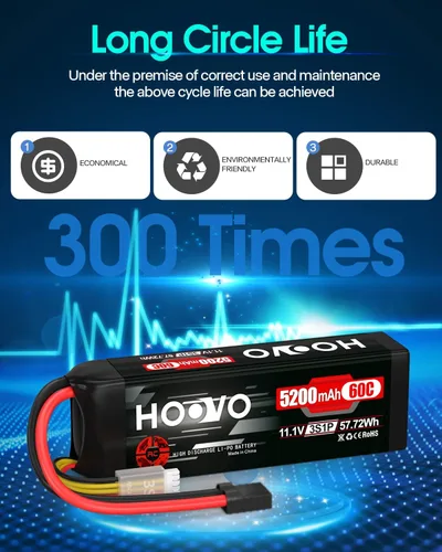 Miniatura 7 de HOOVO 3S LiPo Batería 11.1V 5200mAh 60C TR Plug Softcase RC Batería para RC Car RC Truck Avión Helicóptero Barco Carreras RC Hobby