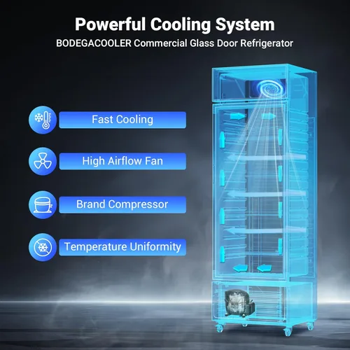 Miniatura 6 de Refrigerador y enfriador de bebidas comercial BODEGA BODEGACOOLER, refrigerador comercial para mercancía con luz LED suave, estantes ajustables