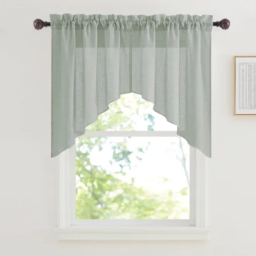 Miniatura 50 de RYB Home - Cortinas semitransparentes de lino Angora