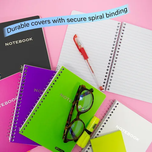 Miniatura 6 de BAZIC Products 100 cuadernos de poli de 5 x 7 pulgadas con espiral, para oficina de notas escolares, juego de 6