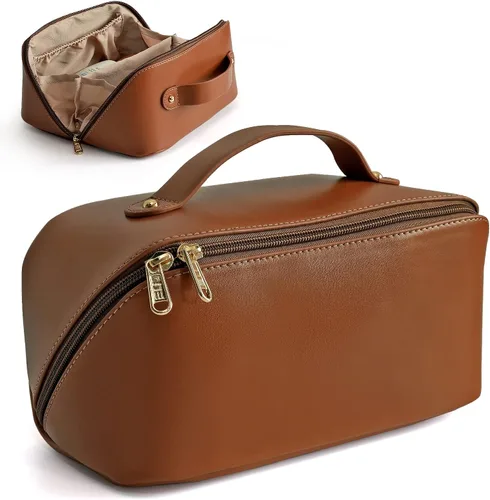 Miniatura 11 de MAMUNU - Bolsa de cosméticos de gran capacidad, bolsa de almacenamiento de cosméticos de viaje con asa, bolsa de cosméticos portátil con cremallera