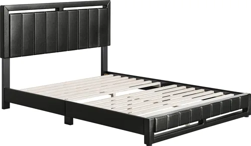 Miniatura 3 de Boyd Sleep Beaumont - Cama de plataforma tapizada con cabecero, base de colchón con 14 soportes de listones de madera, no requiere somier, piel