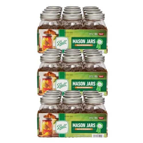 Miniatura 6 de Ball Mason, Frascos de mermelada con tapas y bandas, Set de 12 unidades de 4 oz, 4 onza, Transparente