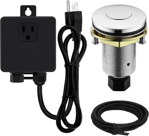 Miniatura 13 de Kit de Interruptor de Aire SinkTop para Triturador de Basura con Botón Largo, Cubierta Hecha de Latón, UL, Negro Mate