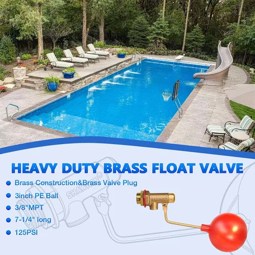Miniatura 3 de Válvula de flotador de llenado automático de piscina 3/8", válvula de nivel de agua de latón para piscina y estanque Control automático de agua