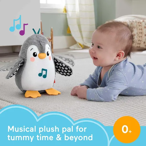 Miniatura 2 de Fisher-Price - Juguete de tiempo boca abajo para bebés con aleta y bamboleo Pingüino, de felpa con música y movimiento para juego sensorial