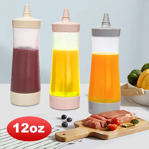 Miniatura 6 de Botella exprimidora de condimentos,Botella exprimidora de ketchup,Botella de plástico para apretar, 12 oz (gris)